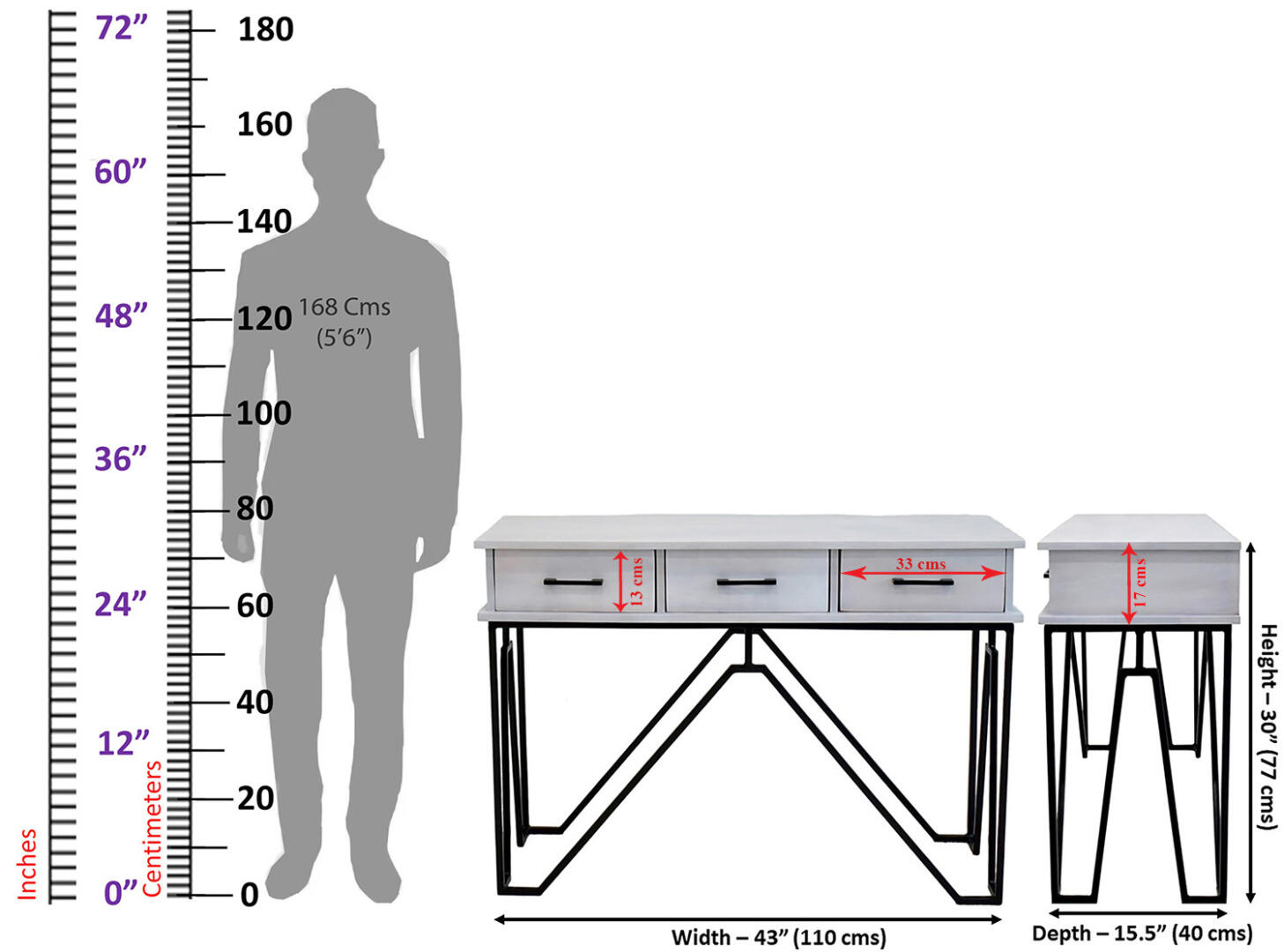CASINO Console Hall Table-White